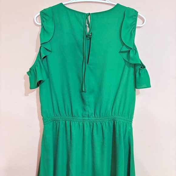 RW&CO. Green Cold Shoulder Ruffled Dress - Picture 9 of 10